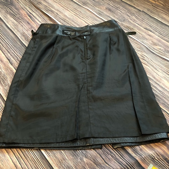 003 COLETTE MORDO SADMARA SOFT BLACK LEATHER SKIRT BACK ZIPPER FRONT SLIT SZ10 - Picture 10 of 10